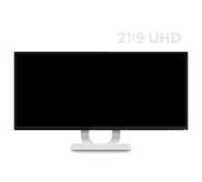 monitor mockup on white, realistic display with ultra wide screen vector