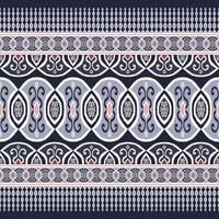 Blue color ethnic aztec persian ikat embroidery style seamless pattern background. Use for interior decoration elements, wrapping. photo