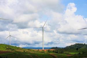 Wind turbines with the clouds and sky photo