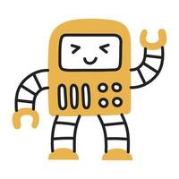 Robot. Hand Drawn Doodle Kid Stuff Icon. vector