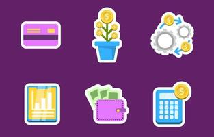 Financial Literacy Sticker Collection vector