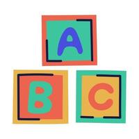 bloque abc. icono de cosas de niños de fideos dibujados a mano. vector