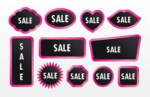 black and pink price sign vector set