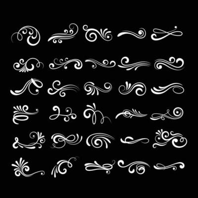 Set of hand drawn swirls. Romantic design element for wedding cards, in invitations and save the date cards