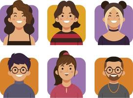 conjunto de iconos de perfil de avatar que incluye personajes masculinos y femeninos