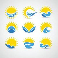 different types sun wave logo collection set vector