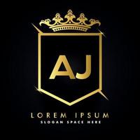 Royal King AJ letter logo vector illustration, Letter Logo, Text Logo, Crown logo