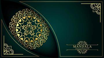 Luxury geometric gold gradient dark green mandala background. Design for any card, birthday, other holiday, kaleidoscope, yoga. Indian pattern wallpaper.