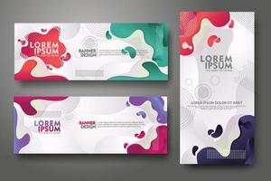 Banner set design template in trendy vibrant gradient colors with abstract fluid shapes vector