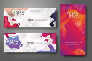 Banner set design template in trendy vibrant gradient colors with abstract fluid shapes vector