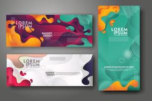 Banner set design template in trendy vibrant gradient colors with abstract fluid shapes vector