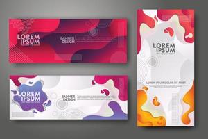 Banner set design template in trendy vibrant gradient colors with abstract fluid shapes vector