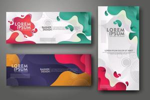 Banner set design template in trendy vibrant gradient colors with abstract fluid shapes vector