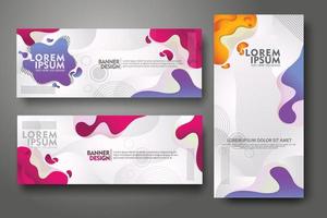 Banner set design template in trendy vibrant gradient colors with abstract fluid shapes vector