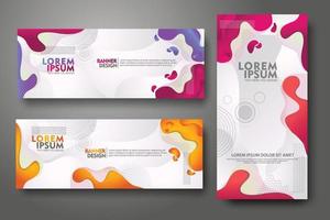 Banner set design template in trendy vibrant gradient colors with abstract fluid shapes vector