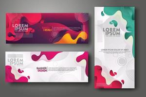 Banner set design template in trendy vibrant gradient colors with abstract fluid shapes vector