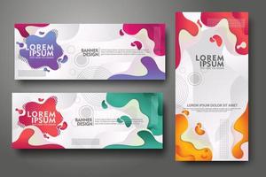 Banner set design template in trendy vibrant gradient colors with abstract fluid shapes vector