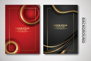 Vector set of cover design template with futuristic and dynamic overlap layers background with glitters effect. Realistic on textured dark background