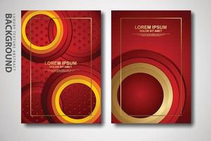 Vector two set of cover design template with luxury and elegant wave, circle and overlap layers background with glitters effect. Realistic textured on background