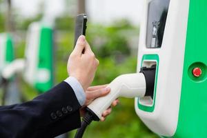 image of electric car charging post photo