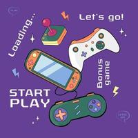 Vector Joysticks Gamepad Illustration With Slogan Texts