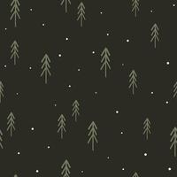 patrón simple de navidad sin costuras con árboles minimalistas, ilustración vectorial plana en la oscuridad. lindo fondo de invierno, genial para envolver papel o diseño textil.