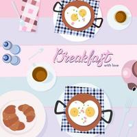 Breakfast flat lay vector