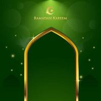 Islamic design mosque door or window for greeting background Ramadan Kareem and Eid Mubarak event vector