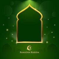 Islamic design mosque door or window for greeting background Ramadan Kareem and Eid Mubarak event vector