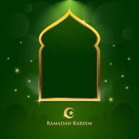 Islamic design mosque door or window for greeting background Ramadan Kareem and Eid Mubarak event vector