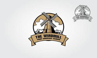 el logotipo del molino de viento es una plantilla de logotipo profesional adecuada para cualquier negocio relacionado con la energía, las turbinas, la tecnología, la innovación, la protección del medio ambiente, las soluciones ecológicas, los proveedores de electricidad, etc. vector