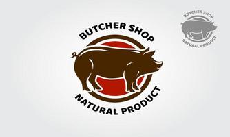 El logotipo de la carnicería es muy adecuado para restaurantes, granjas, negocios relacionados con la carne y muchos otros. plantilla de logotipo adecuada para empresas y nombres de productos. vector