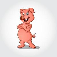 personaje de dibujos animados de cerdo sonriente feliz vector