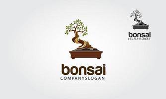 Bonsai vector logo template. Illustration this beautiful tree is a symbol of life, strength a good health.