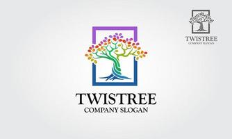 plantilla de logotipo de twisttree. una ilustración de dos troncos torciendo uno al otro en una hélice. ilustración vectorial árbol del arco iris. vector