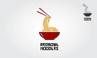 plantillas de logotipo de fideos de tazón rojo. adecuado para cualquier negocio relacionado con ramen, fideos, restaurantes de comida rápida, comida coreana, comida japonesa o cualquier otro negocio de fondo blanco. vector