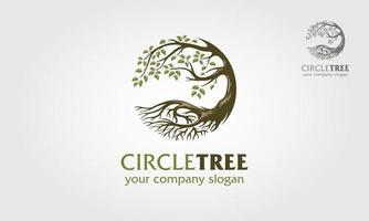 plantilla de logotipo de árbol circular. logo de vector de árbol este hermoso árbol es un símbolo de vida, belleza, crecimiento, fuerza y buena salud.