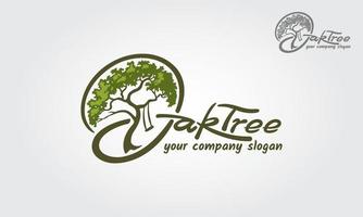 Oak Tree Logo Template. tree with a child play the swing under the tree, this logo symbolize a protection, peace,tranquility, growth, and care or concern to development, vector logo illustration.