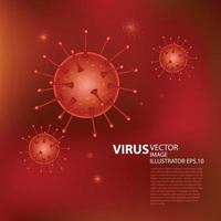 Virus Vector Illustration microbe on red background. Computer virus, allergy bacteria, medical healthcare, microbiology concept. Disease germ, pathogen organism, infectious micro virology.