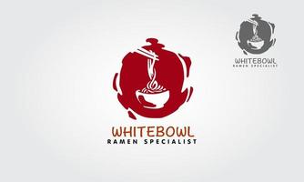 White Bowl Ramen Specialist Vector Logo Illustation. This logo a multipurpose logo template, can be used in any companies related to asian food, noodle, fast food, restaurants etc.