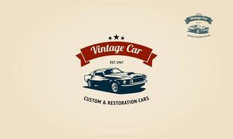 Vintage Cars logo template with service custom and restoration car for your company. Vector logo illustration.