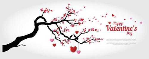 plantilla de vector de árbol de amor. este vector representa un árbol de amor para los saludos del día de san valentín.