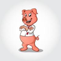 personaje de dibujos animados de cerdo manos plegables vector