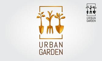 plantilla de logotipo de vector de jardín urbano. un logotipo natural y moderno que se puede utilizar para paisajismo, jardinería, jardinería interior, agricultura, agricultura o cualquier otro proyecto que considere adecuado.