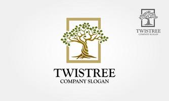 Twistree Logo Template. An illustration of two trunk twisting each other in a helix. Vector illustration nature  tree.