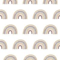 Rainbow boho seamless vector pattern on a white background. Semicircle elements geometric design. Good for print, textile, wrapping paper, packaging, cover, wallpaper, backdrop.