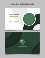 tarjeta de visita con diseño de forma de círculo verde. diseño de tarjeta de visita saludable. vector