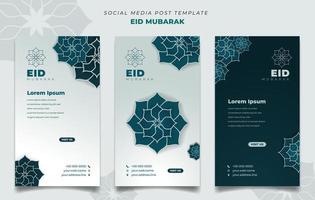 conjunto de plantilla de publicación en redes sociales en el fondo del retrato para el diseño de eid mubarak vector