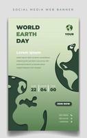 Web banner template in portrait design for world earth day with paper cut of earth background. vector