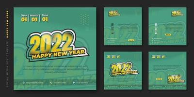 Set of social media post template with Racing Typography design. Happy new year 2022 template design. vector
